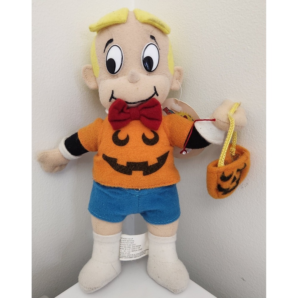 Vtg 1999 9" Richie Rich Halloween Pumpkin Plush Harvey Toons Good Stuff Comics‎